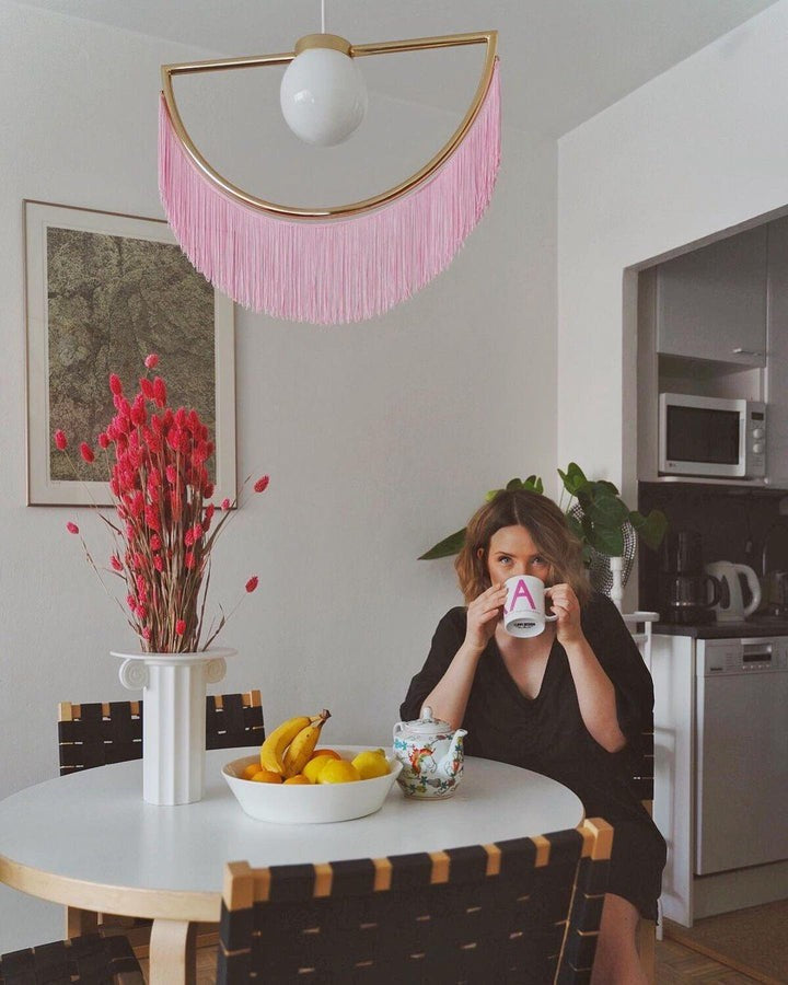 Bohemian Fringe Tassel Pendant Light with Geometric Frame