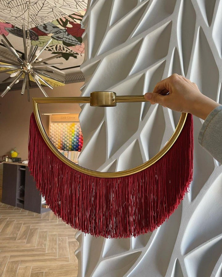 Bohemian Fringe Tassel Pendant Light with Geometric Frame