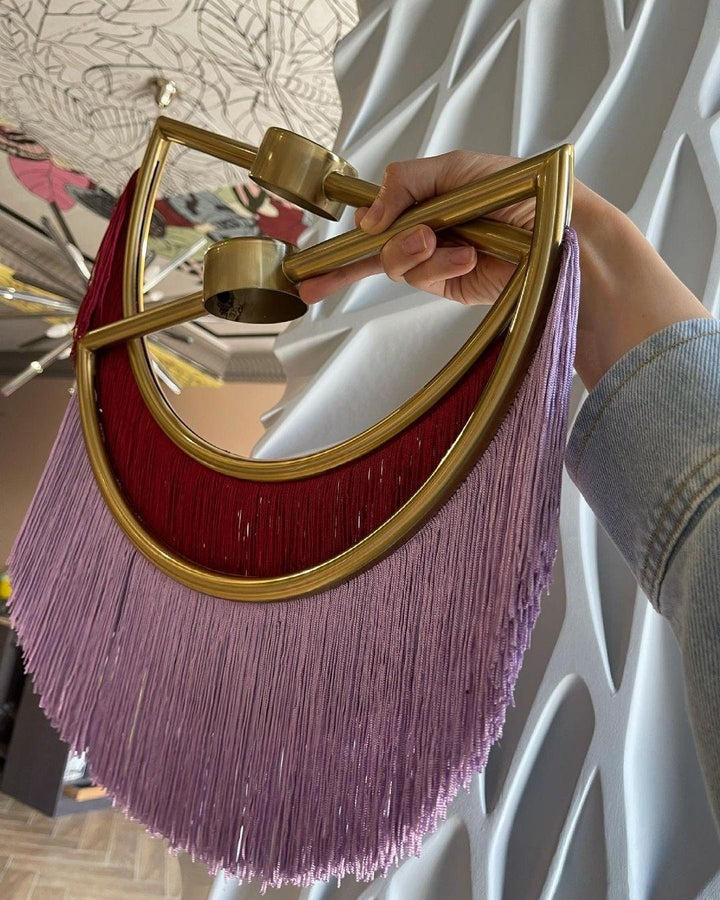 Bohemian Fringe Tassel Pendant Light with Geometric Frame