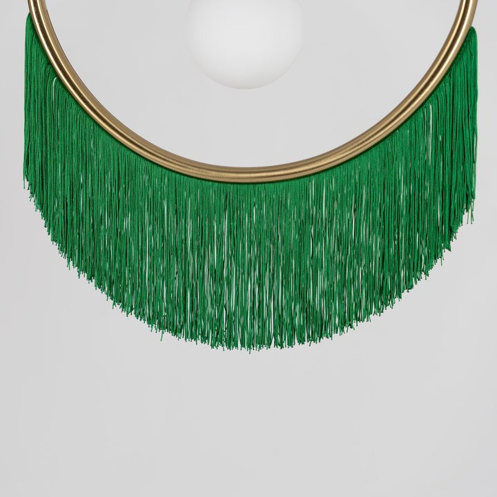 Bohemian Fringe Tassel Pendant Light with Geometric Frame