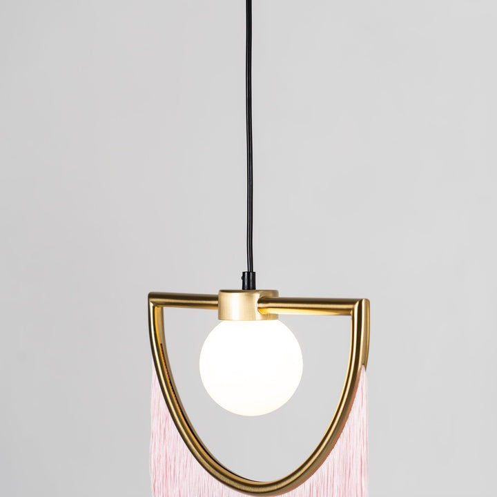 Bohemian Fringe Tassel Pendant Light with Geometric Frame