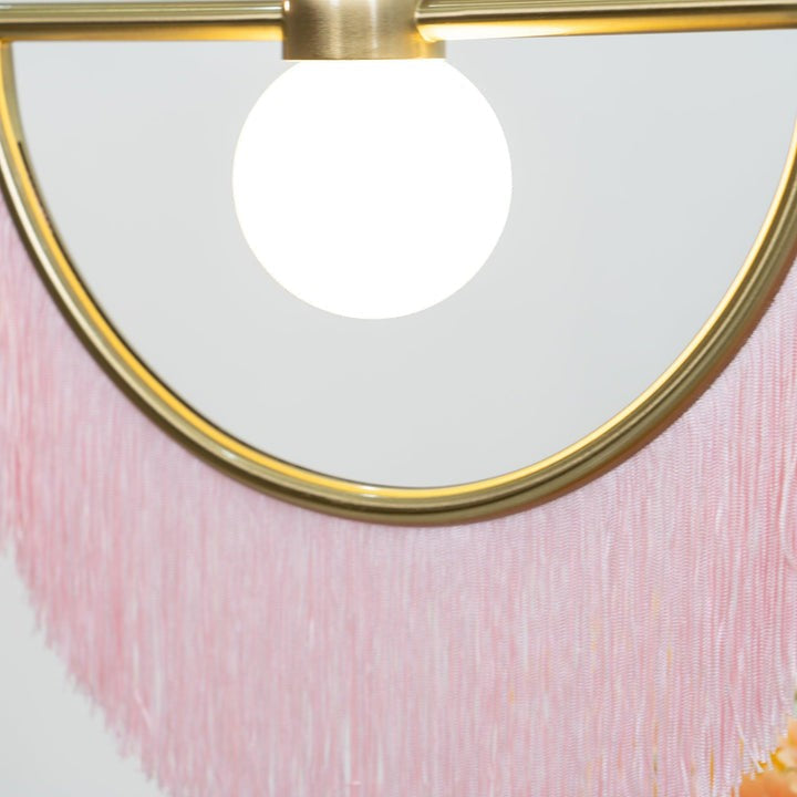 Bohemian Fringe Tassel Pendant Light with Geometric Frame