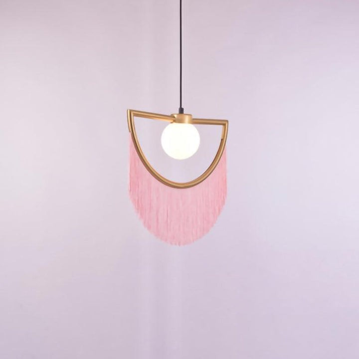 Bohemian Fringe Tassel Pendant Light with Geometric Frame