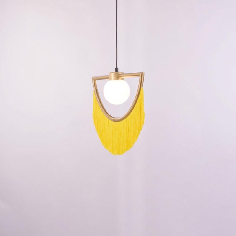 Bohemian Fringe Tassel Pendant Light with Geometric Frame