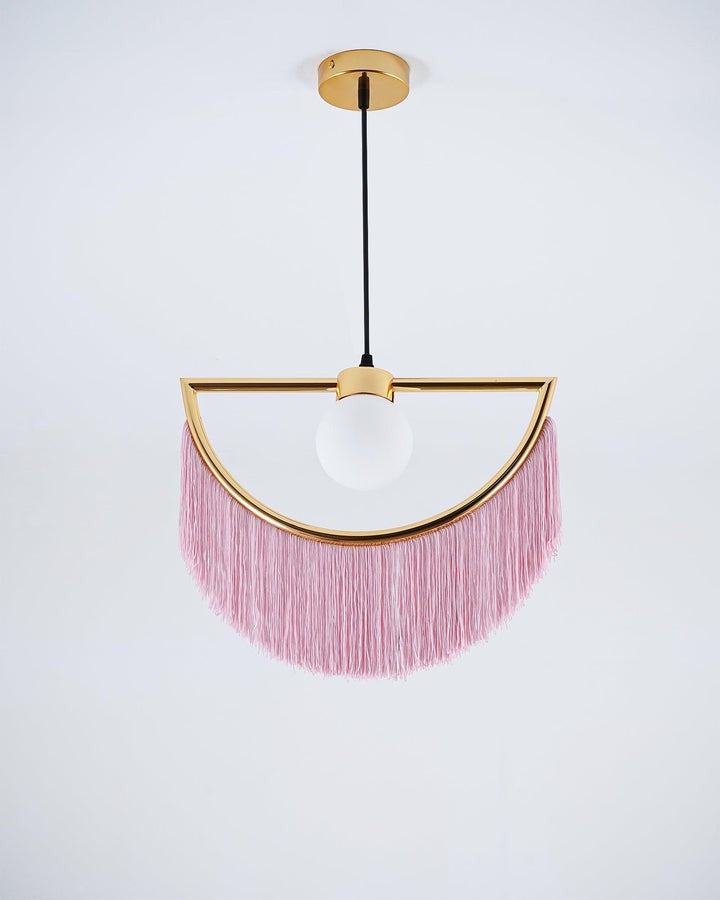 Bohemian Fringe Tassel Pendant Light with Geometric Frame