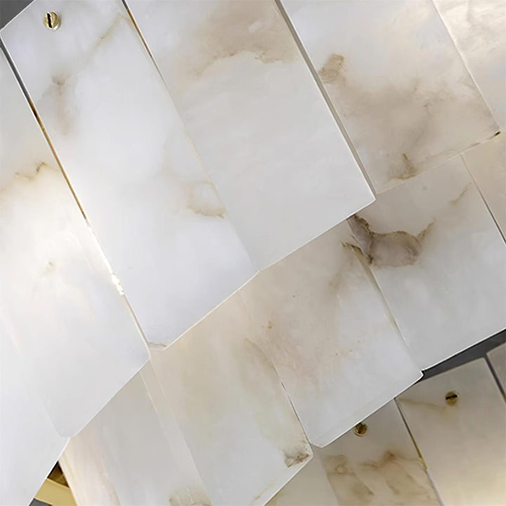 Brass and Alabaster Modern Chandelier