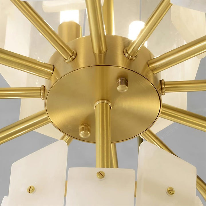 Brass and Alabaster Modern Chandelier