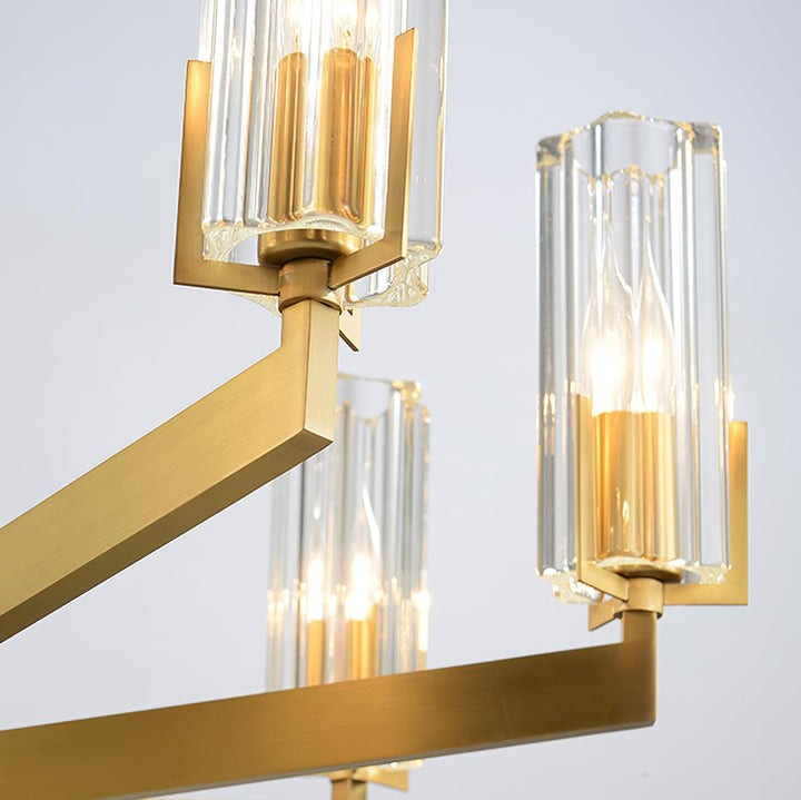 Brass and Glass Multi-Arm Ceiling Chandelier
