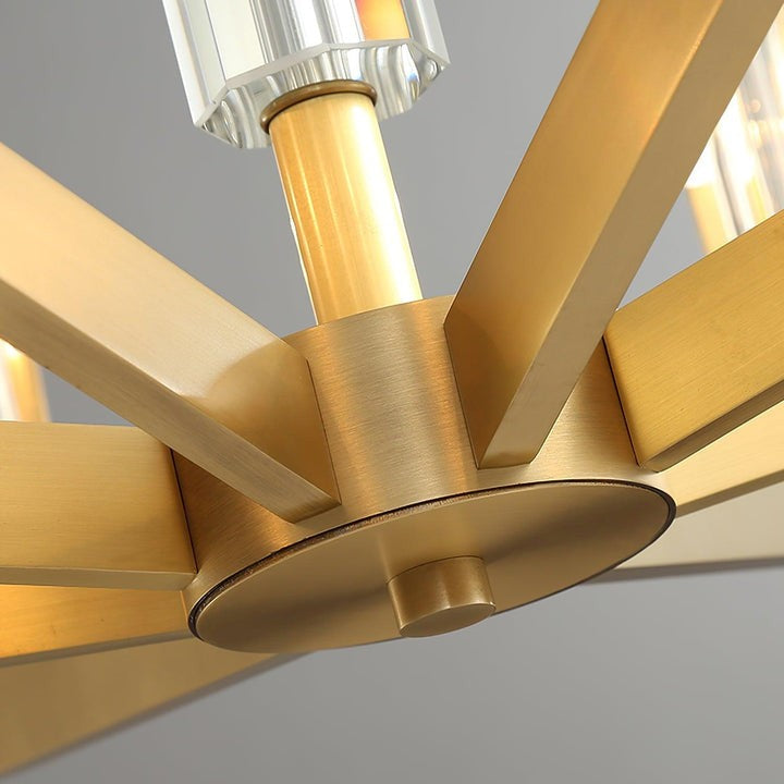 Brass and Glass Multi-Arm Ceiling Chandelier