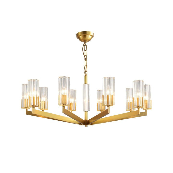 Brass and Glass Multi-Arm Ceiling Chandelier