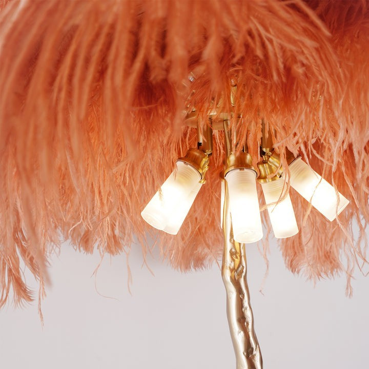 Brass and Ostrich Feather Luxury Floor Lamp