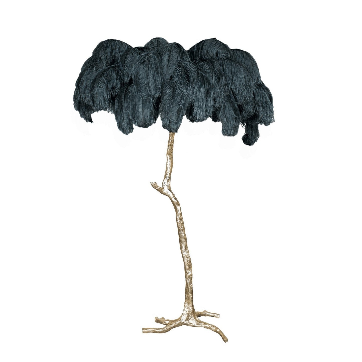 Brass and Ostrich Feather Luxury Floor Lamp