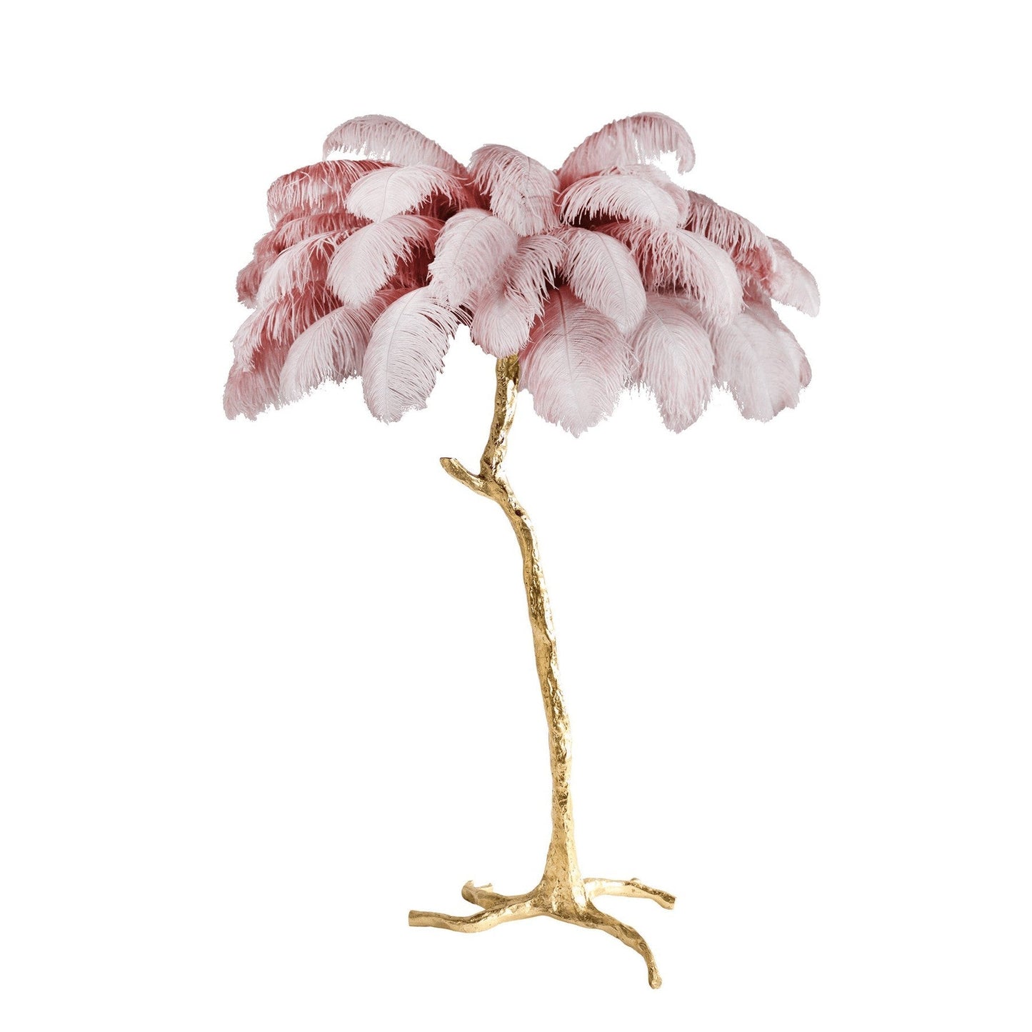 Brass and Ostrich Feather Luxury Floor Lamp
