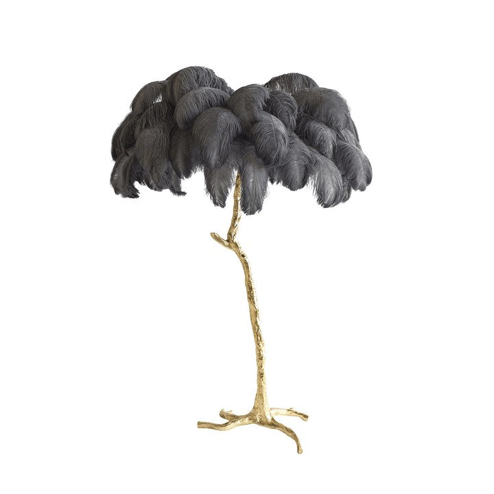Brass and Ostrich Feather Luxury Floor Lamp