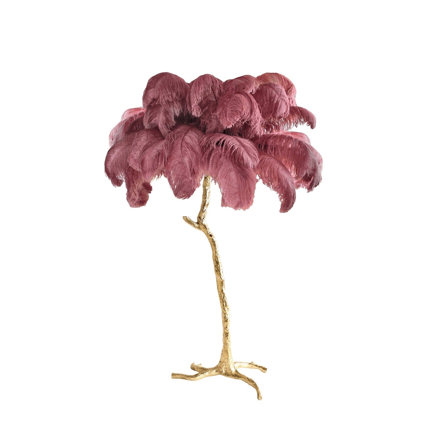 Brass and Ostrich Feather Luxury Floor Lamp
