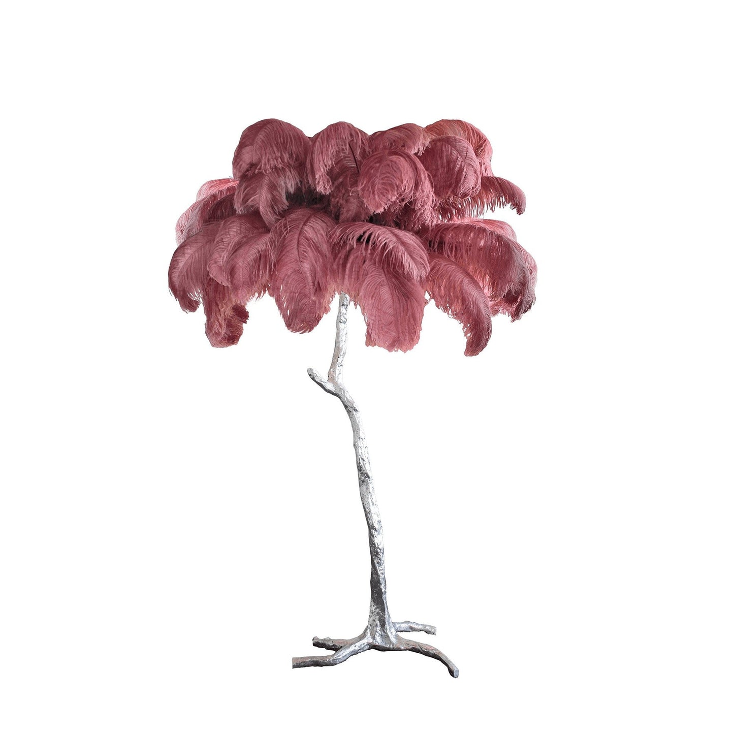 Brass and Ostrich Feather Luxury Floor Lamp