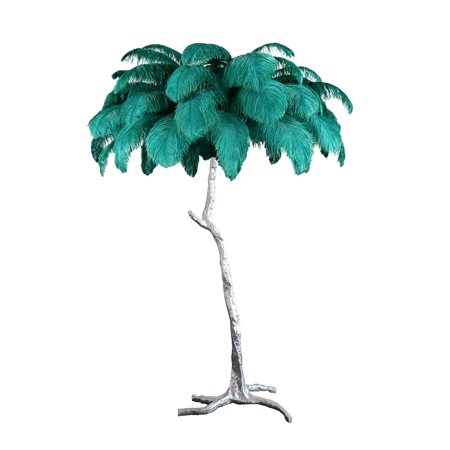 Brass and Ostrich Feather Luxury Floor Lamp