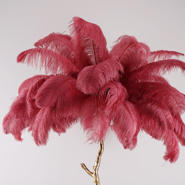 Brass and Ostrich Feather Luxury Floor Lamp