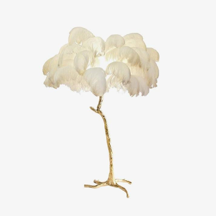 Brass and Ostrich Feather Luxury Floor Lamp