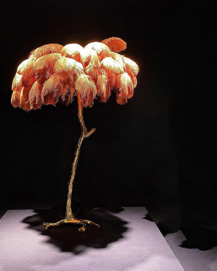 Brass and Ostrich Feather Luxury Floor Lamp