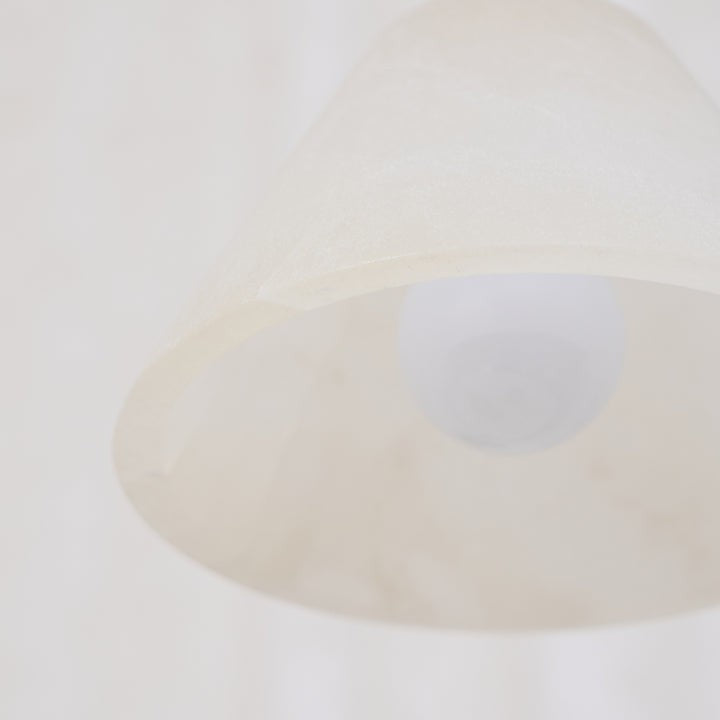 Brass Conical Pendant Light with Alabaster Shade
