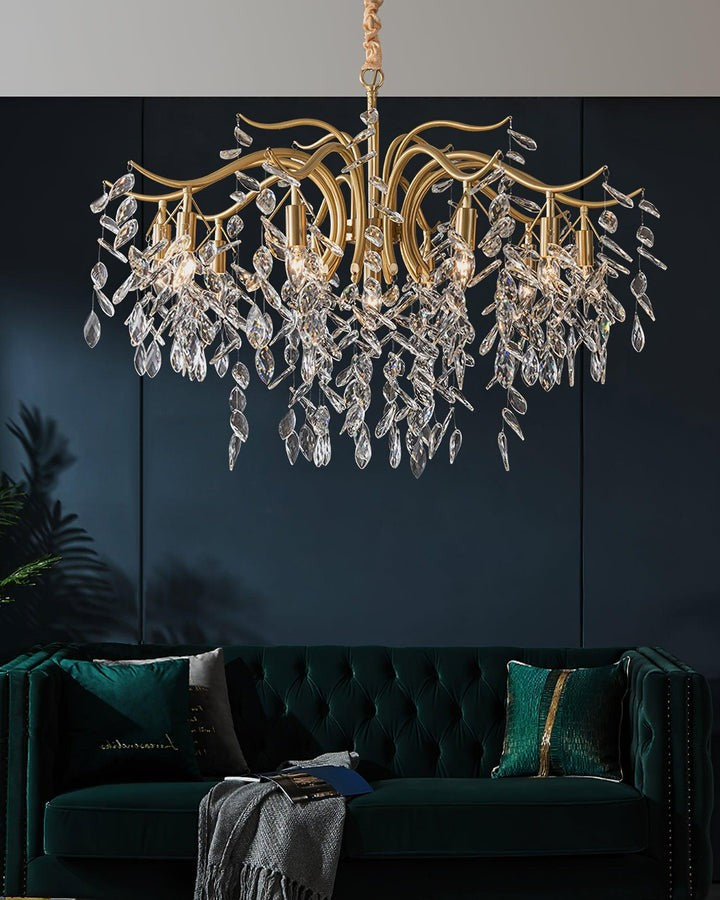 Brass & Crystal Modern Chandelier – 7/9/11-Light Hanging Fixture