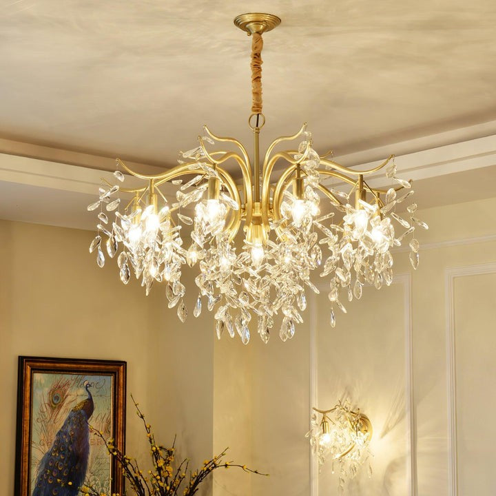 Brass & Crystal Modern Chandelier – 7/9/11-Light Hanging Fixture