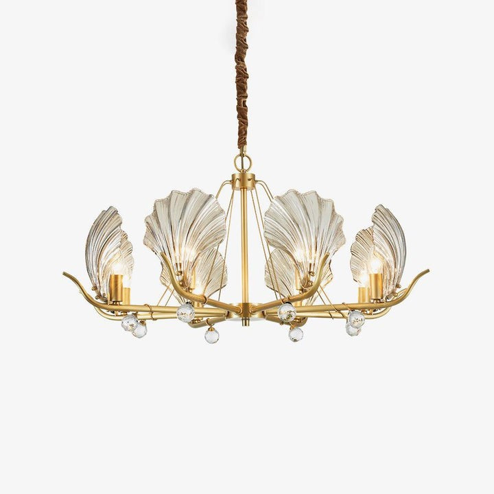 Brass Shell K9 Crystal Ceiling Chandelier