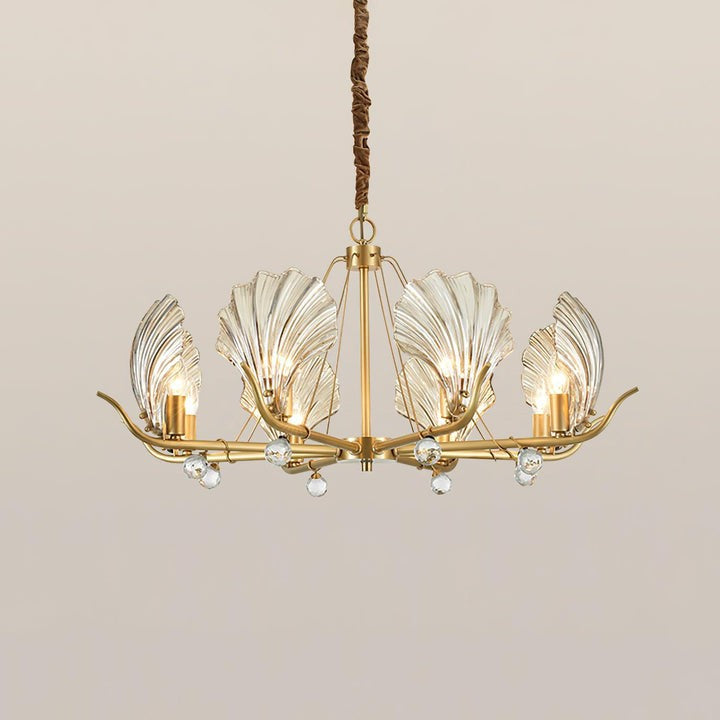 Brass Shell K9 Crystal Ceiling Chandelier