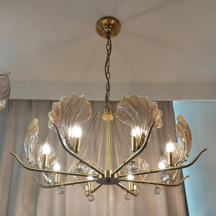 Brass Shell K9 Crystal Ceiling Chandelier