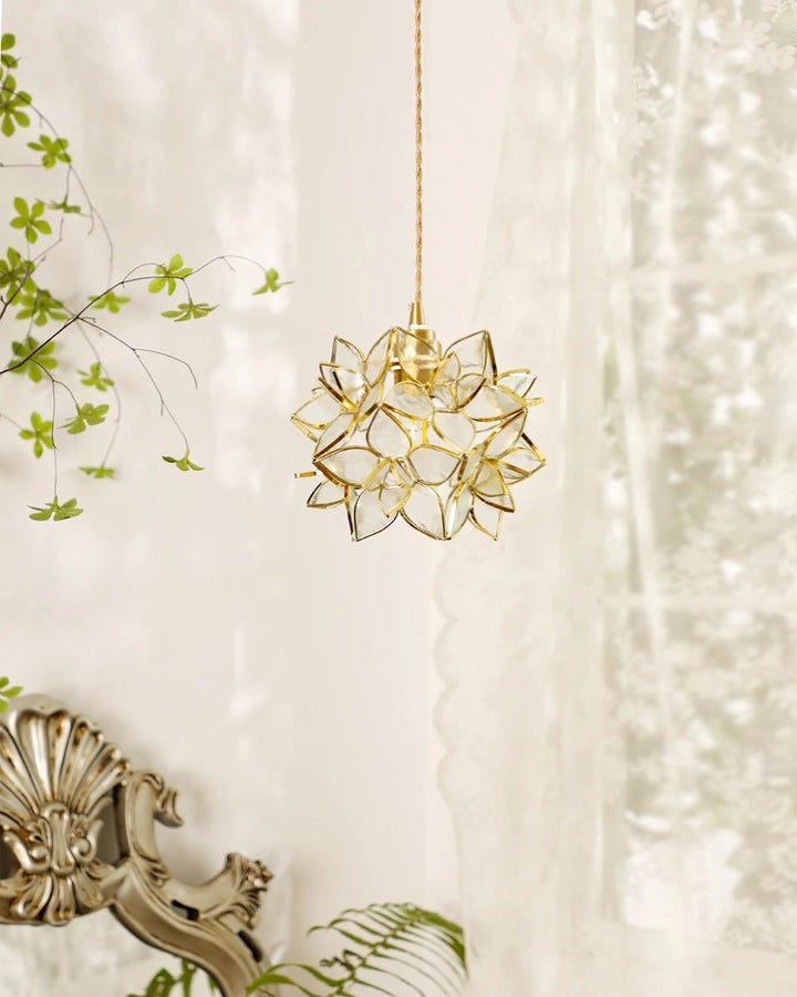 Capiz Flower Sphere Pendant Light