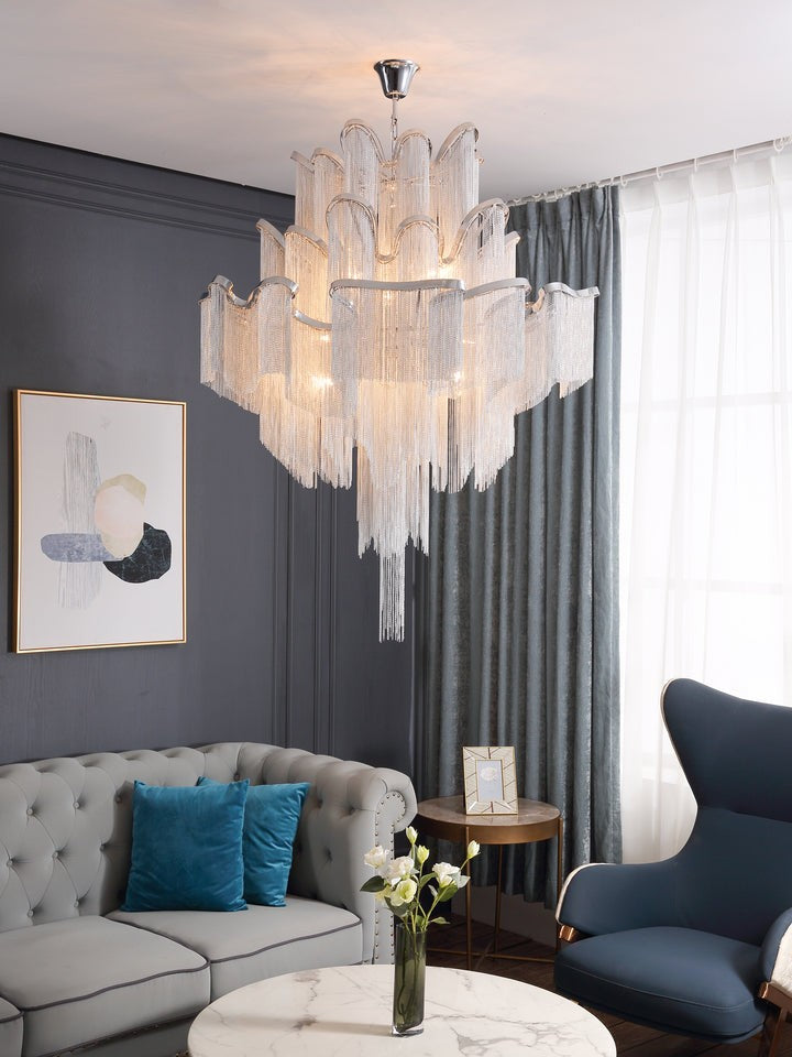 Cascading Metal Chain Chandelier