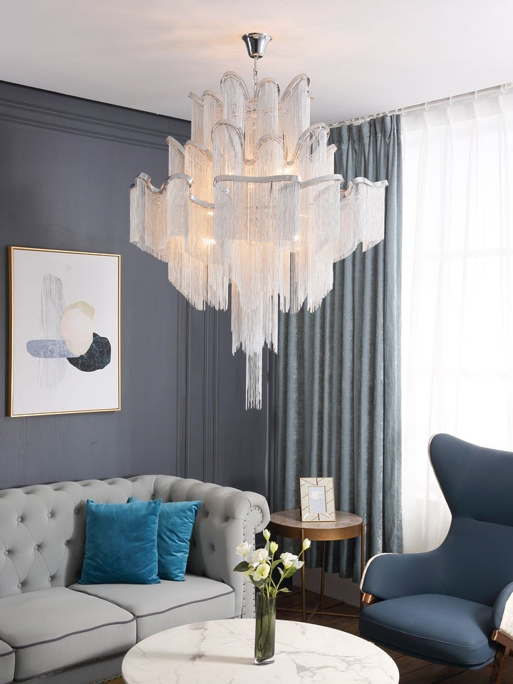 Cascading Metal Chain Chandelier