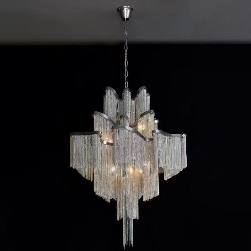 Cascading Metal Chain Chandelier