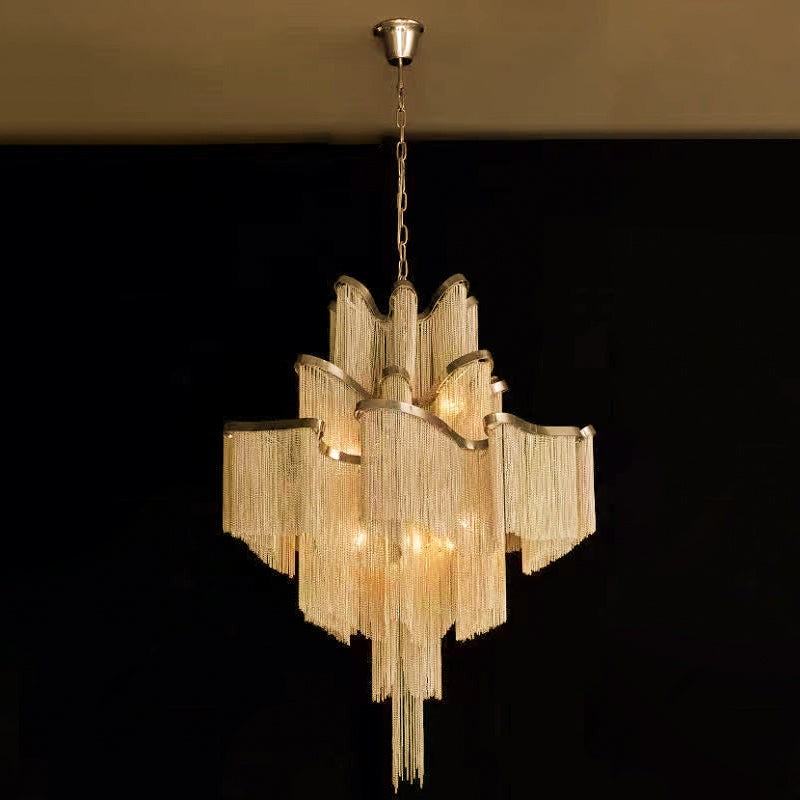 Cascading Metal Chain Chandelier