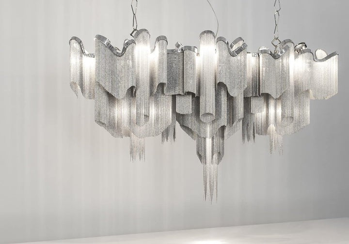 Cascading Metal Chain Chandelier