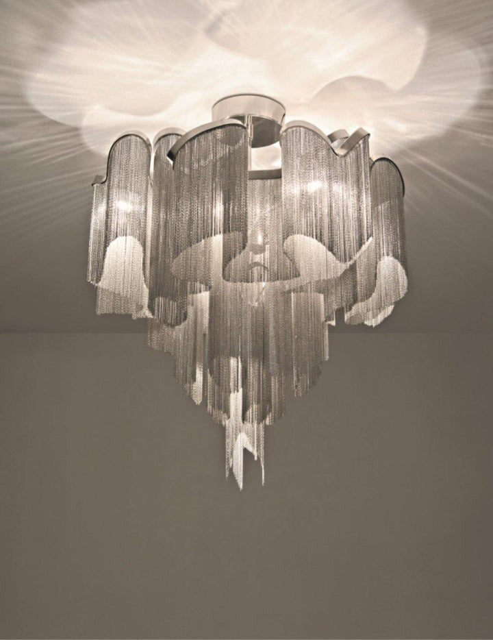 Cascading Metal Chain Chandelier