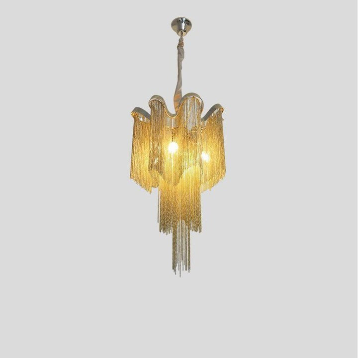Cascading Metal Chain Chandelier