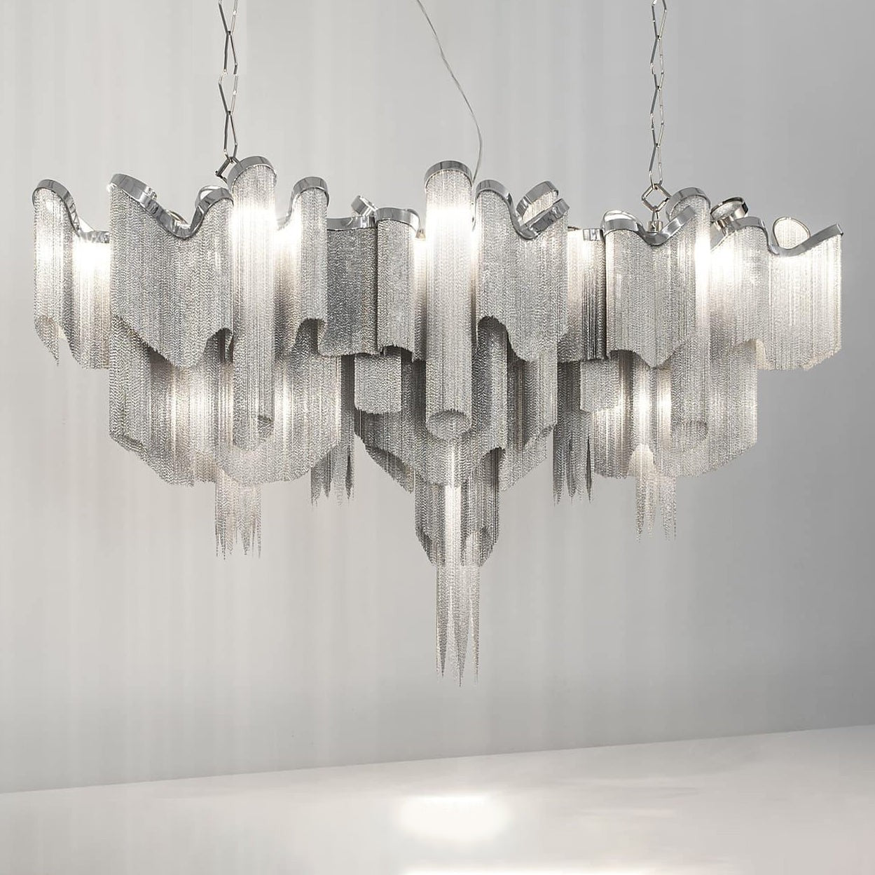 Cascading Metal Chain Chandelier