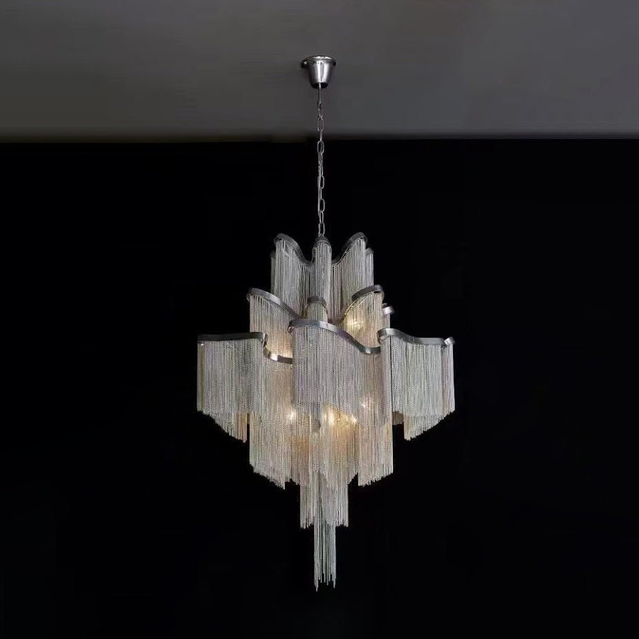 Cascading Metal Chain Chandelier