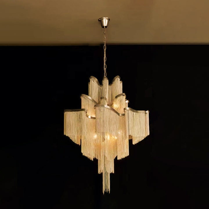 Cascading Metal Chain Chandelier