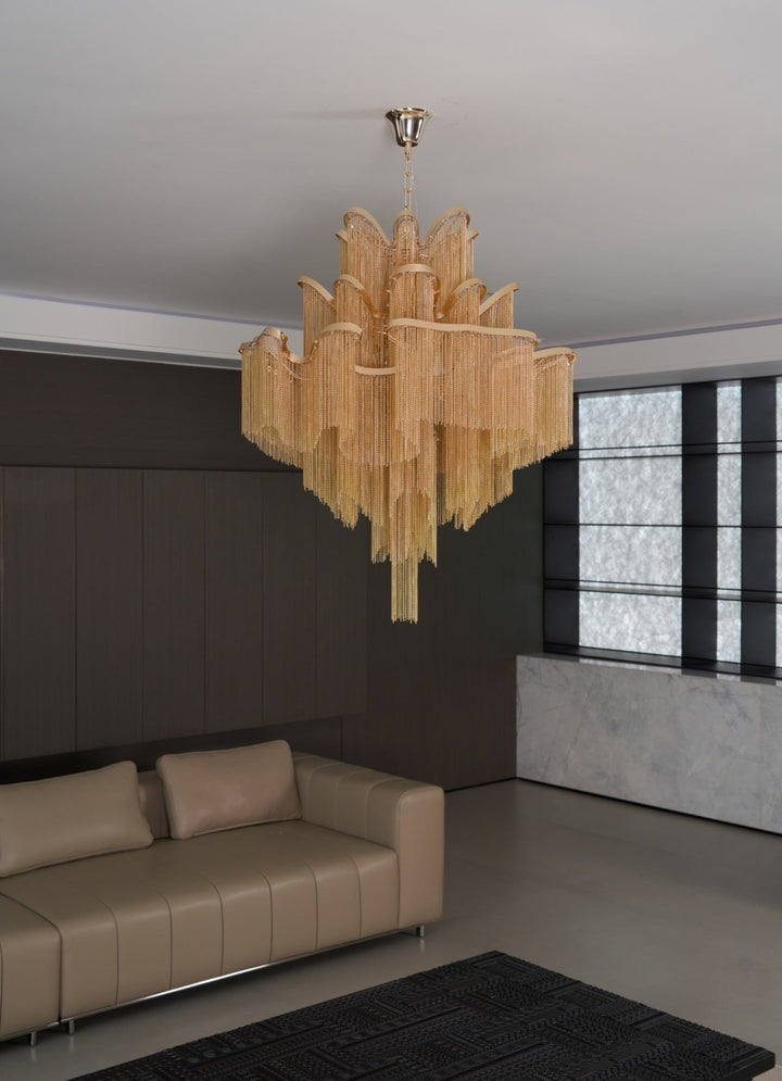 Cascading Metal Chain Chandelier