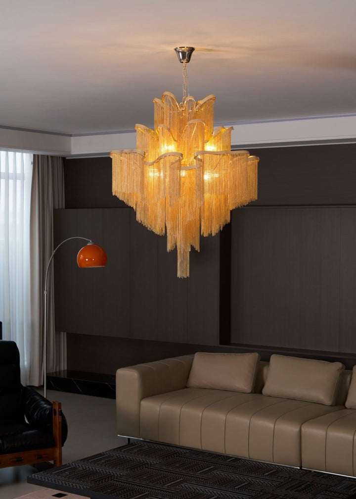 Cascading Metal Chain Chandelier