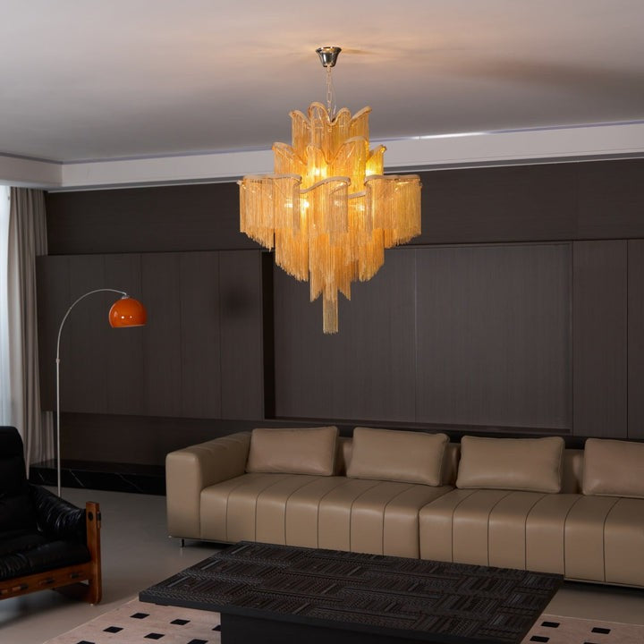 Cascading Metal Chain Chandelier