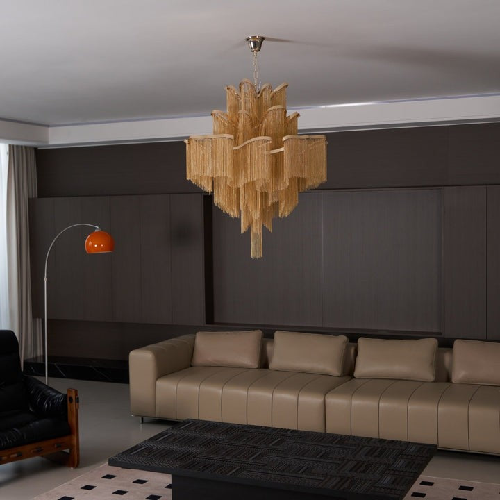 Cascading Metal Chain Chandelier