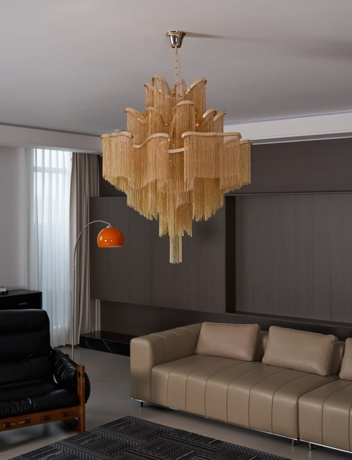 Cascading Metal Chain Chandelier