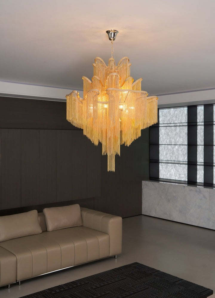 Cascading Metal Chain Chandelier