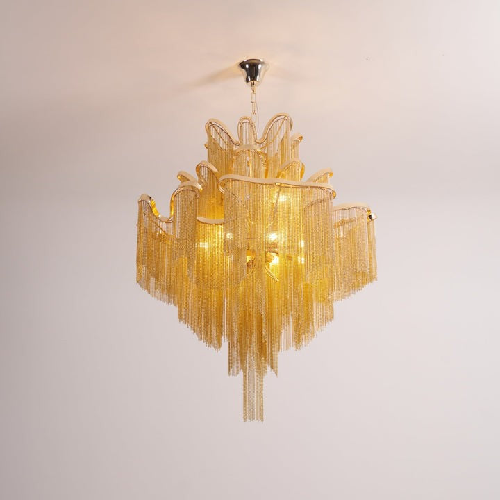 Cascading Metal Chain Chandelier