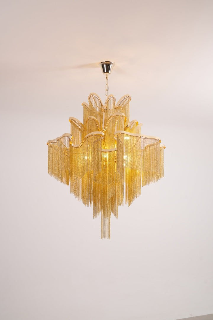 Cascading Metal Chain Chandelier