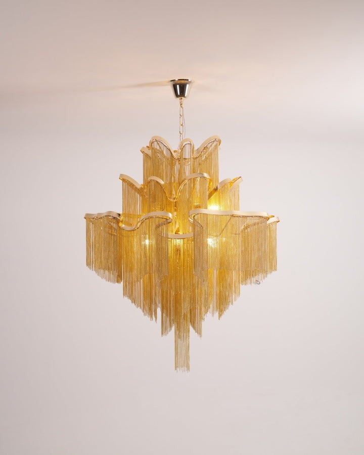 Cascading Metal Chain Chandelier